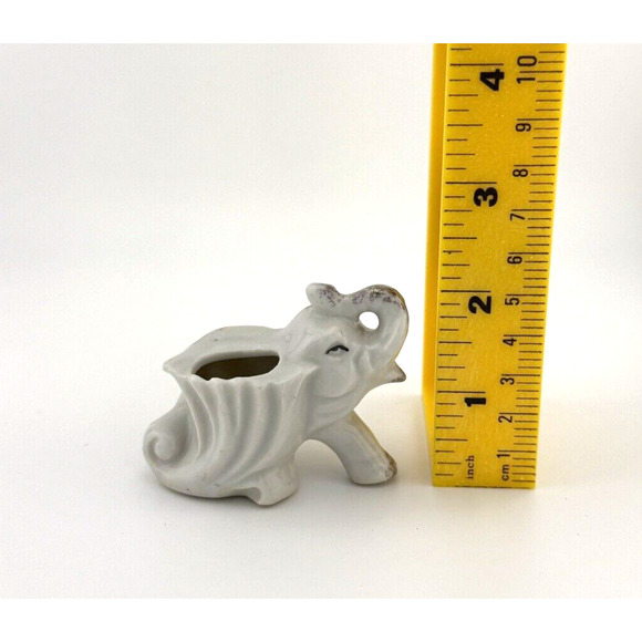 Tooth Pick Holder Vintage Cute Elephant With Trunk Up Good Luck Japan - Picture 11 of 11